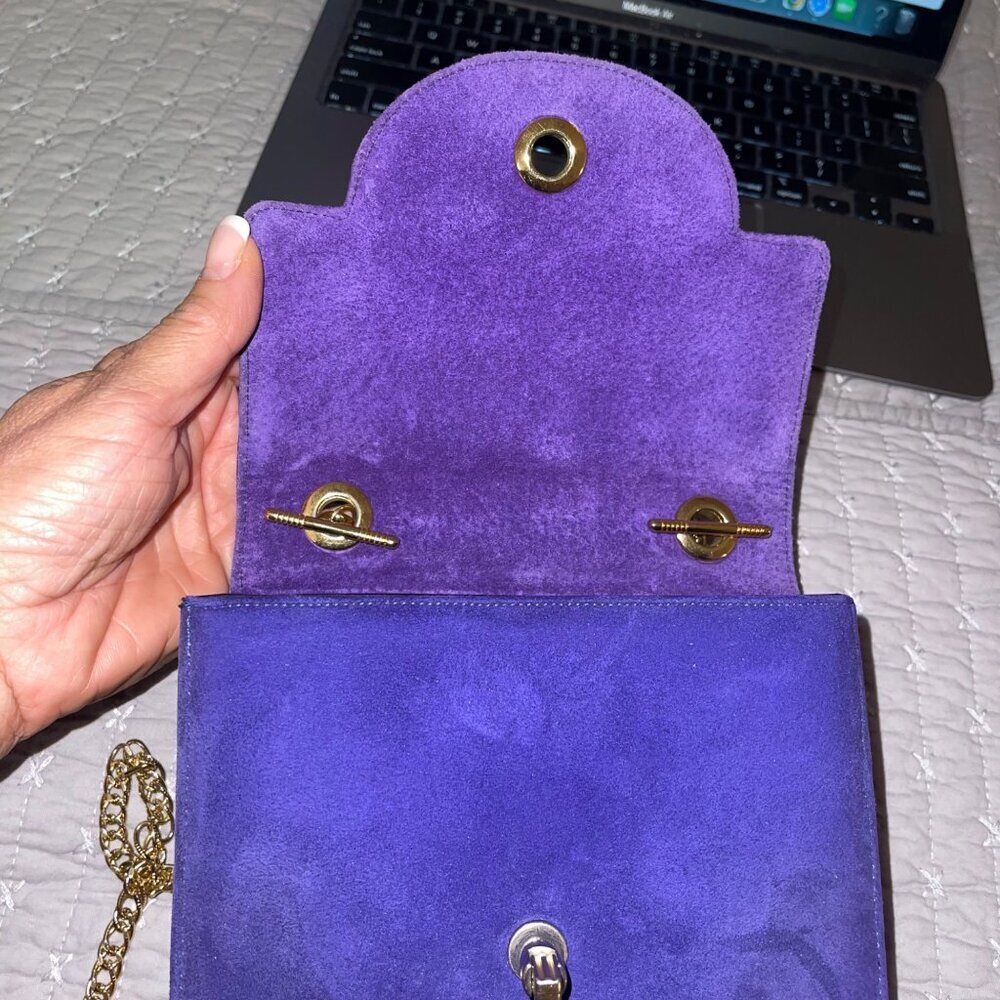 Frenchy of California Vintage Womens Chain Bag Purple Suede - Picture 16 of 16